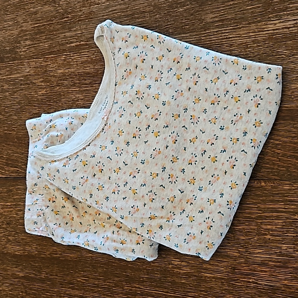 Carter's Girls Grey Ditsy Floral Long Sleeve Pajamas, Size 14